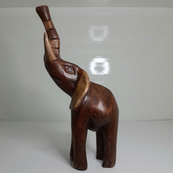 Wooden Elephant Home Decor Rustic Look Shelf Room Decor African Art - Picture 1 of 4